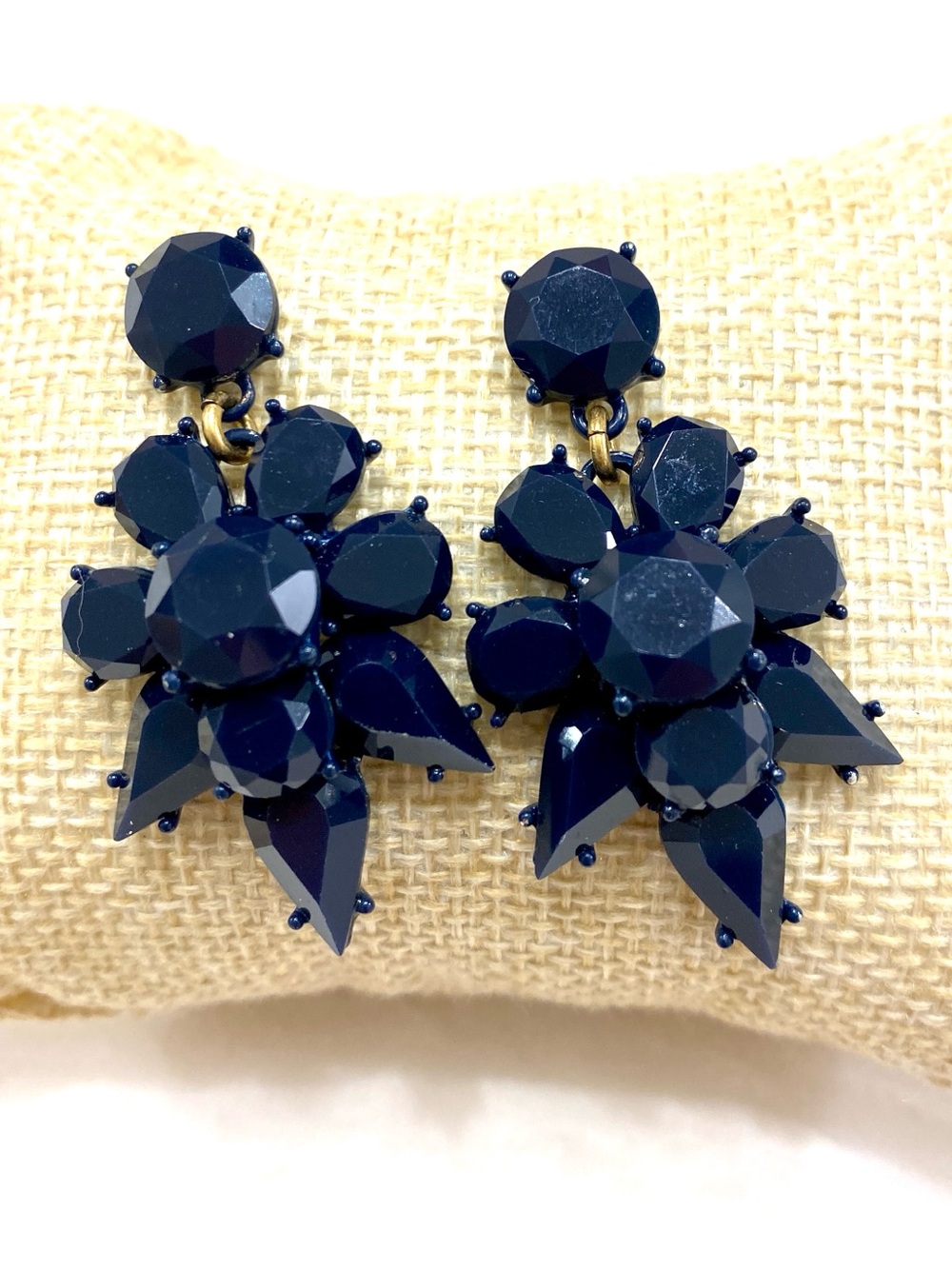 J. Crew Dark Navy Faceted Cluster Drop Earrings